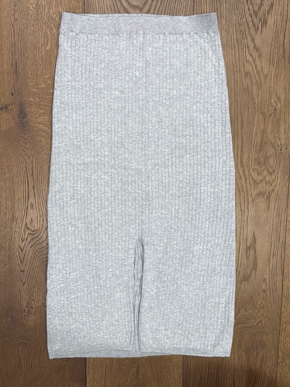 Free People Skyline Gray Ribbed Knit High Waisted Midi Skirt